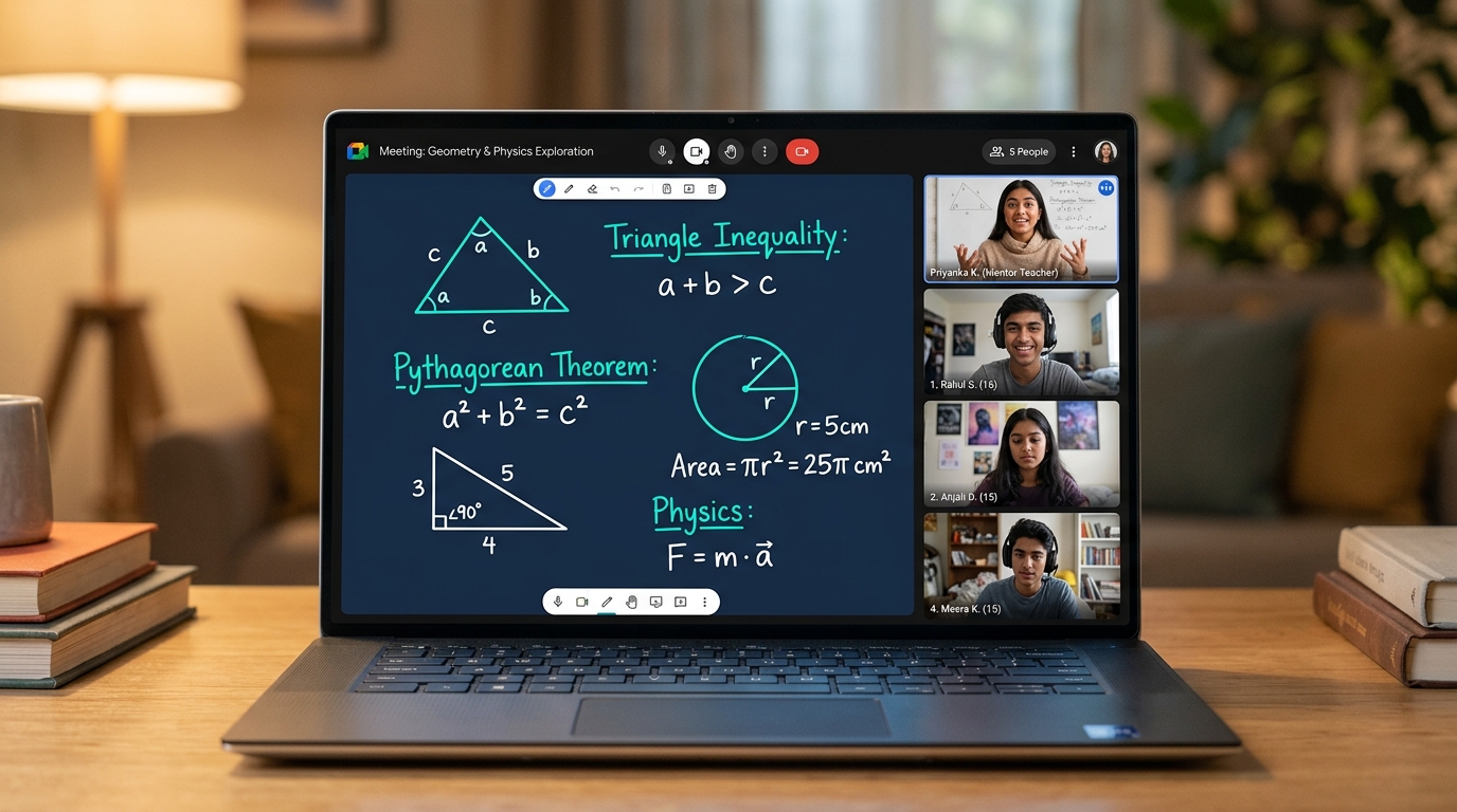 Students in live interactive online study pod on Google Meet
