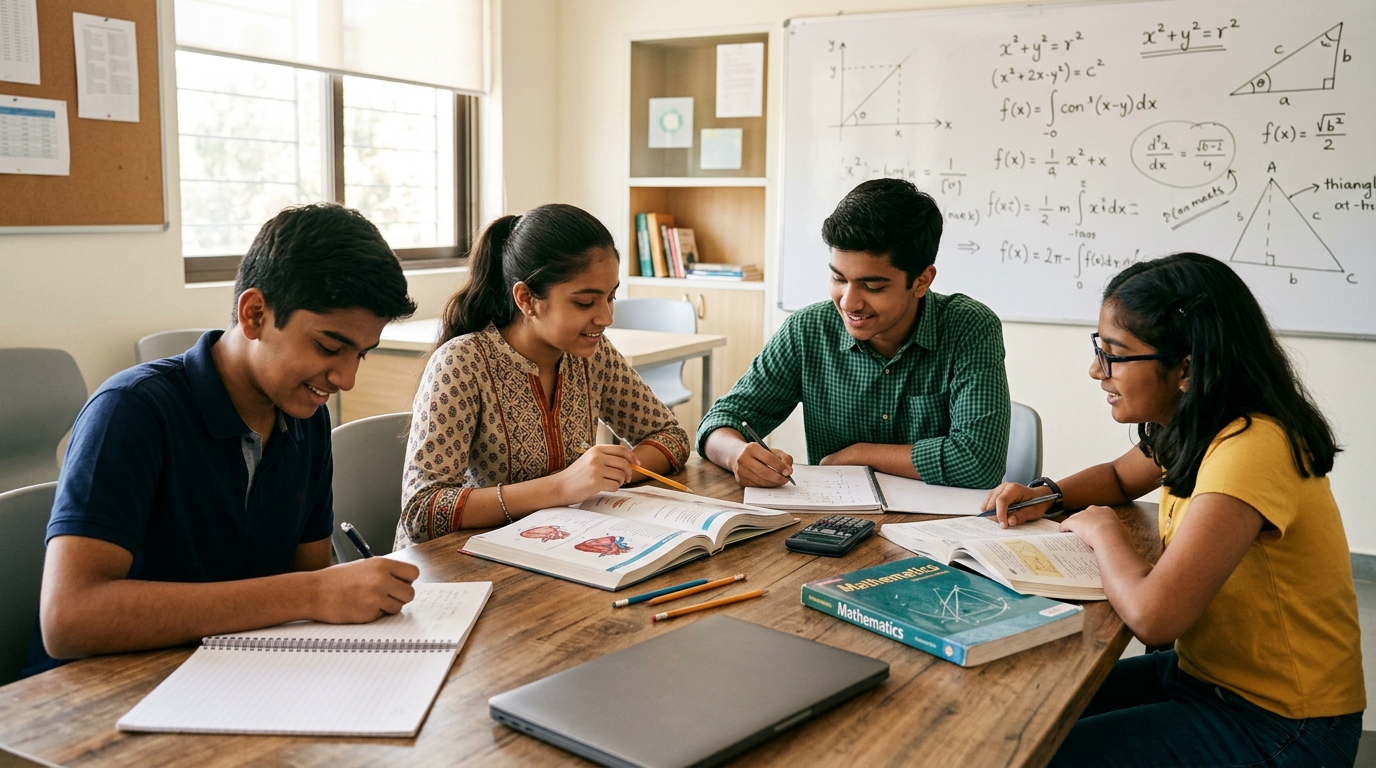 Students studying attentively at Let's Study MS School Division
